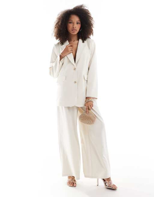 Vila split back oversized blazer co-ord in beige | ASOS
