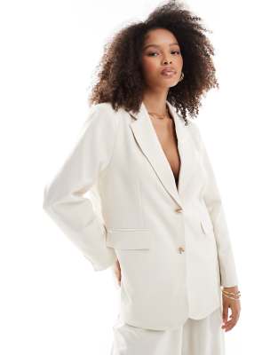 split back oversized blazer in beige - part of a set-Neutral