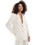 [Vila] Vila split back oversized blazer in beige (part of a set)-Neutral 40 BEIGE