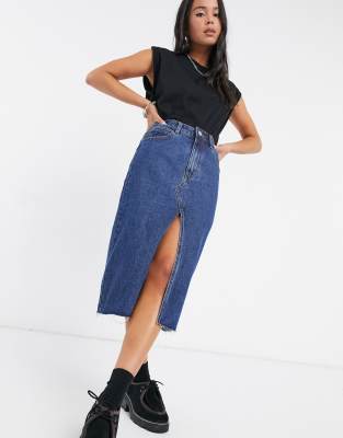 asos denim midi skirt