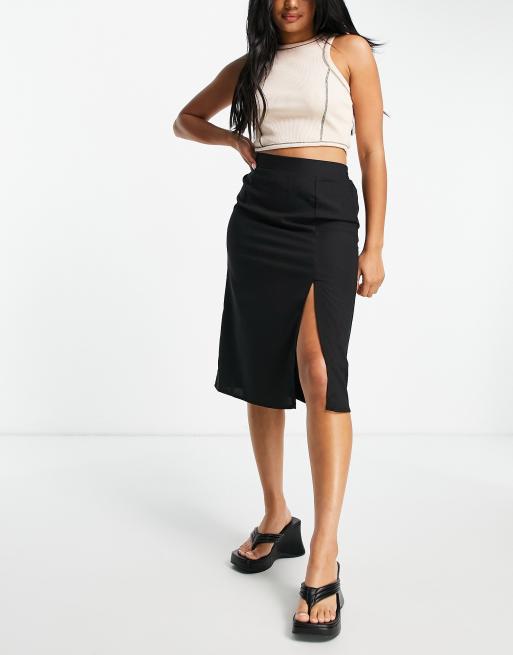 Vila split side skirt in black | ASOS