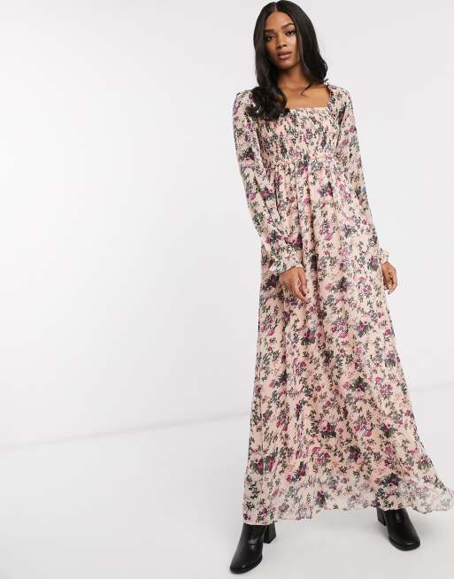 Vila square neck maxi dress in floral | ASOS