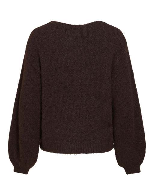 Vila stickad pullover i kaffebrun, 7 av 7