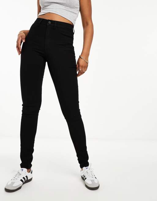 ASOS DESIGN high waisted stretch pants in black