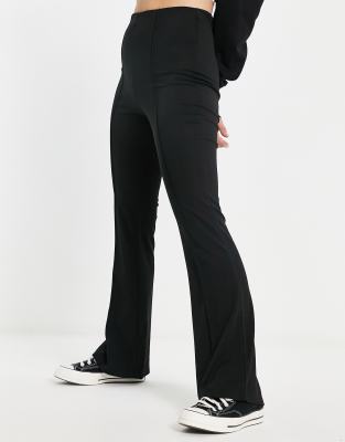 Vila flared ribbed pants in black