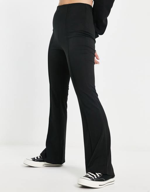 Women's Petite Pu Seam Detail Flared Tailored Trouser