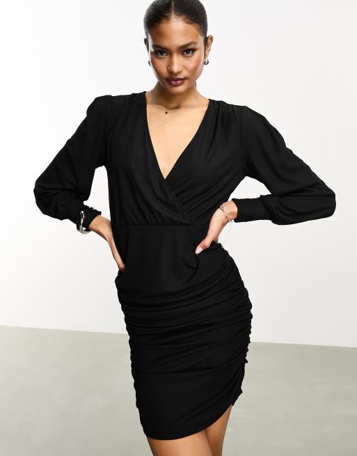 Black wrap 2025 dress bodycon