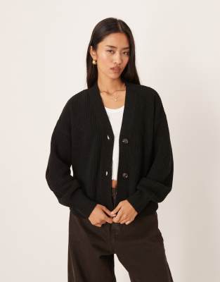 VILA - Strickjacke aus Grobstrick in Schwarz
