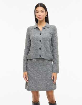 VILA - Strickjacke in Mittelgrau meliert