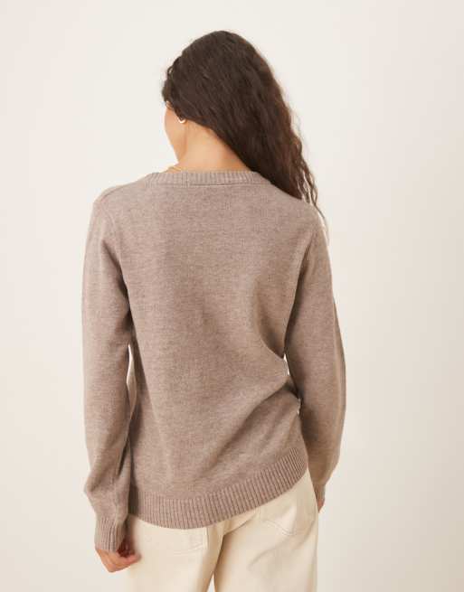 VILA – Strickpullover in Braun mit O-Ausschnitt, 2 von 4