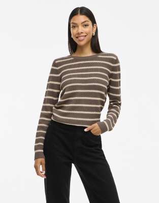 VILA - Strickpullover in Falcon-Brown