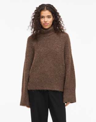 VILA - Strickpullover in gehobeltem Schokobraun-Brown