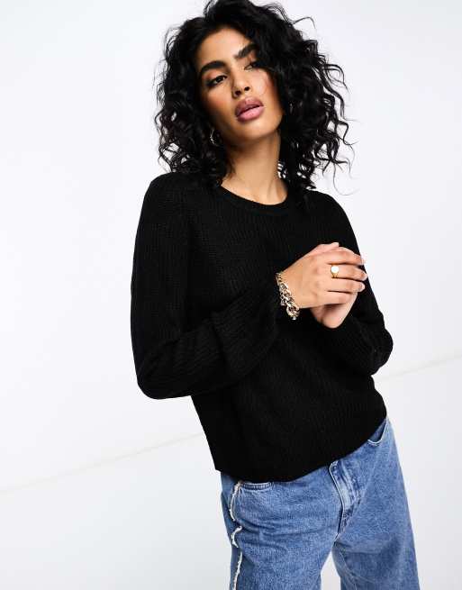Vila – Strickpullover in Schwarz 