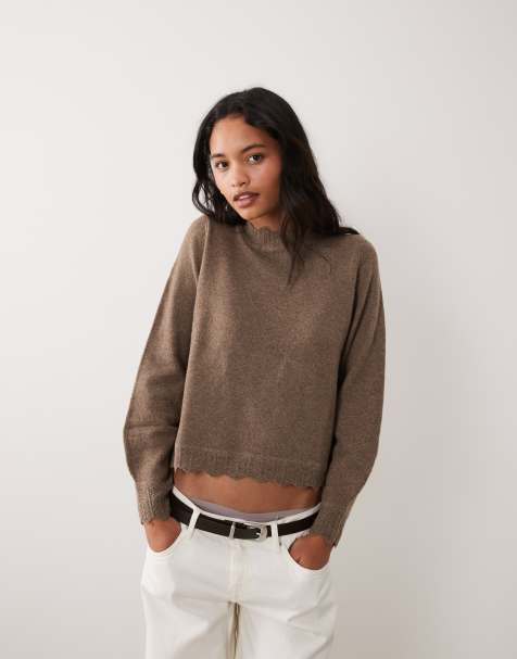 Vila Strickpullover mit Bogenkantenabschluss in Falcon - view 1