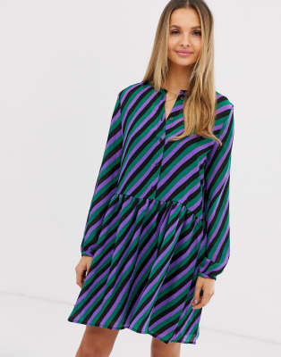 Vila stripe drop waist shirt dress-Multi