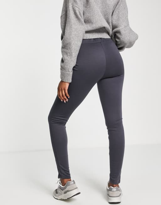 Vila structured high waist leggings with pintuck and split front