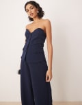 [Vila] VILA structured jersey strapless waistcoat in navy (part of a set) XL Navy blazer