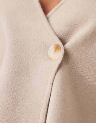 Vila Structured Knit Wrap Cardigan In Neutral