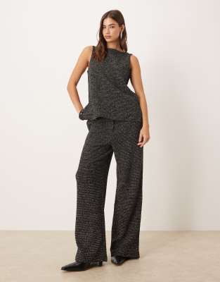 VILA - Strukturierte Glitzerhose in Schwarz mit weitem Bein, Kombiteil
