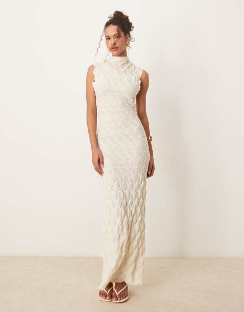 VILA – Strukturiertes Jersey-Maxikleid in Cremeweiß - view 1