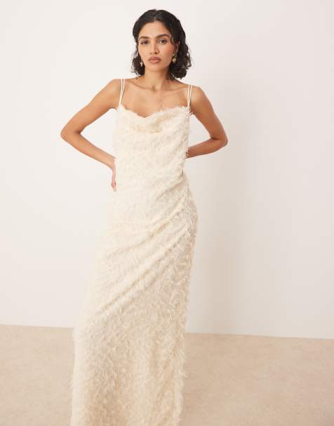 VILA – Strukturiertes Maxi-Trägerkleid in Cremeweiß mit Wasserfallausschnitt - view 1