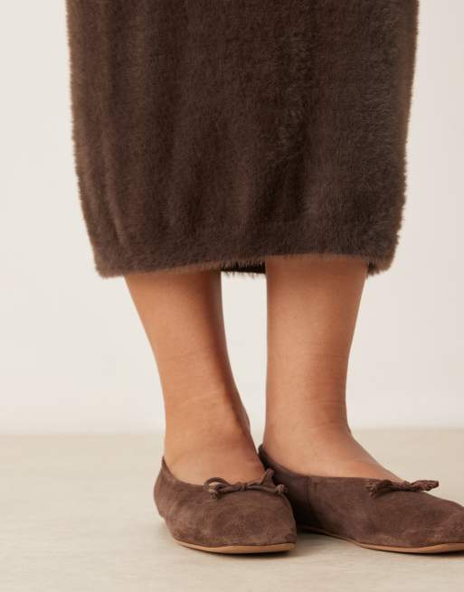 VILA super soft fluffy maxi skirt in chocolate brown - part of a set  , 4 of 5