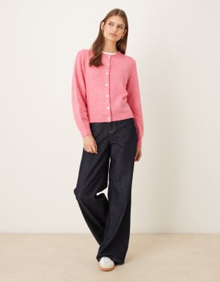 Vila Super Soft Knit Cargidan In Pink