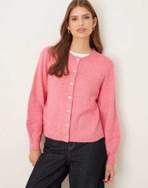 Vila super soft knitted cargidan in bright pink - view 1