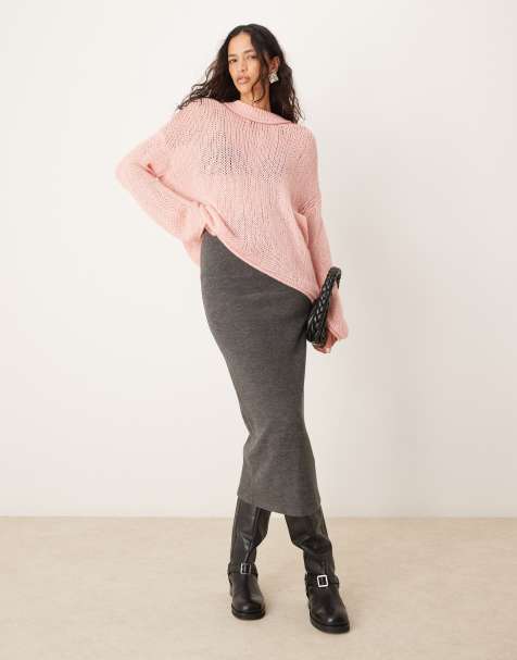 Vila super soft maxi skirt in dark grey - view 1