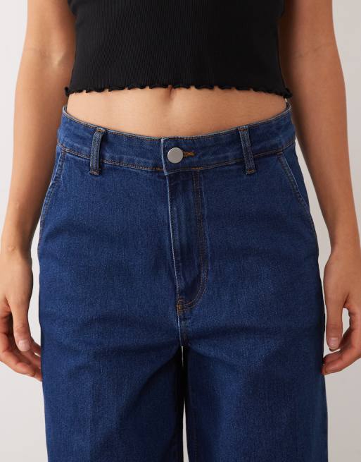 Vila super wide leg jeans in dark blue , 5 of 5