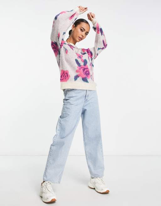 Vila sweater in oversized pink floral, 4 of 4