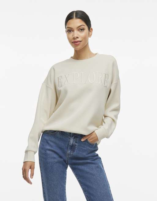 Vila – Sweatshirt in Birkenweiß