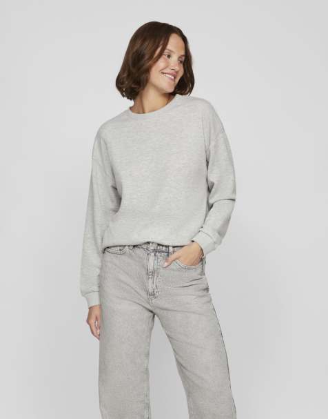 Vila – Sweatshirt in meliertem Hellgrau - view 1