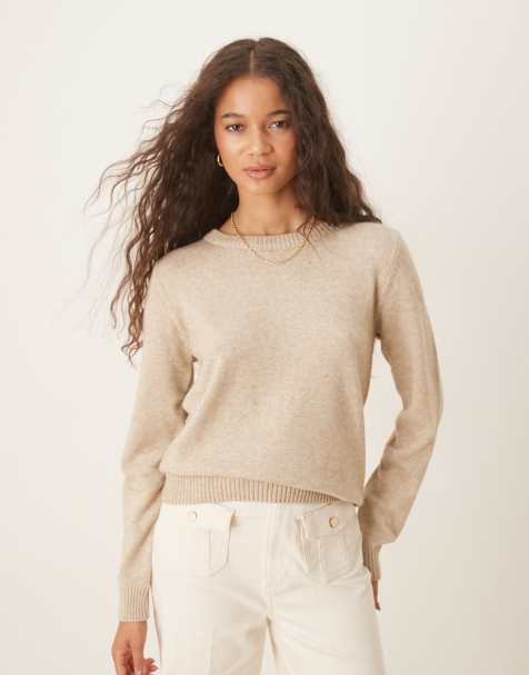 Vila o-neck knitted jumper in natural melange
