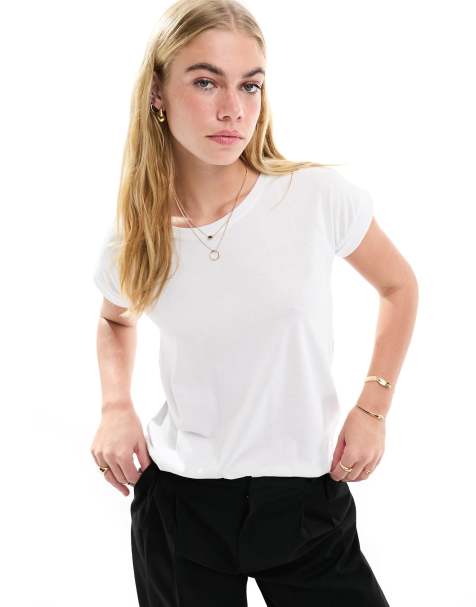 Vila - T-shirt con scollo a barchetta bianca - view 1