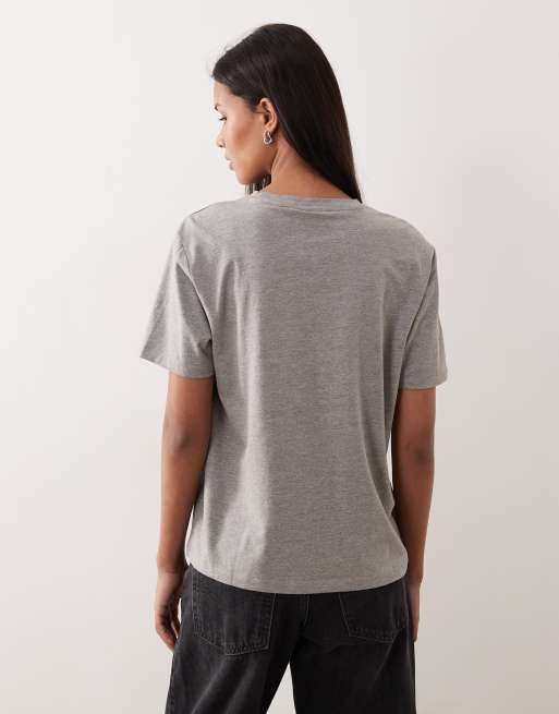 VILA - T-shirt oversize coupe boyfriend - Gris moyen chiné, 4 de 4