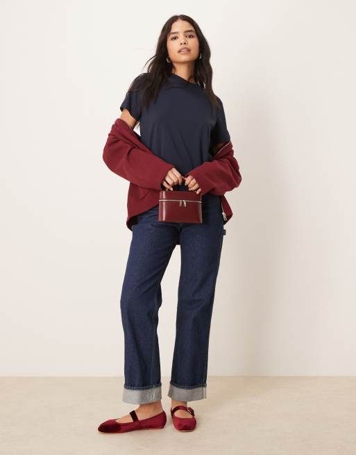 VILA - T-shirt oversize vestibilità boyfriend color blu navy, 3 di 4
