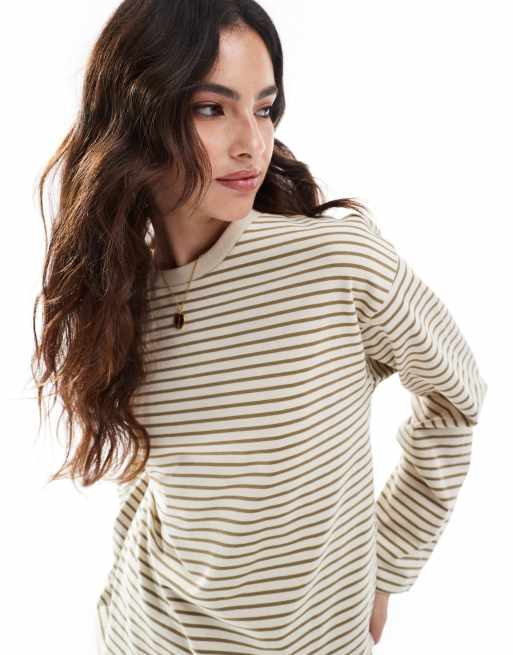 Vila - T-shirts à manches longues et rayures - Vert olive