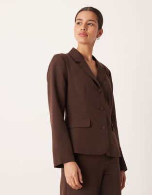 Vila Tailored Blazer Co-ord In Brown