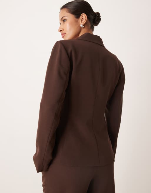 Vila tailored blazer co-ord in coffee bean brown, 4 of 4