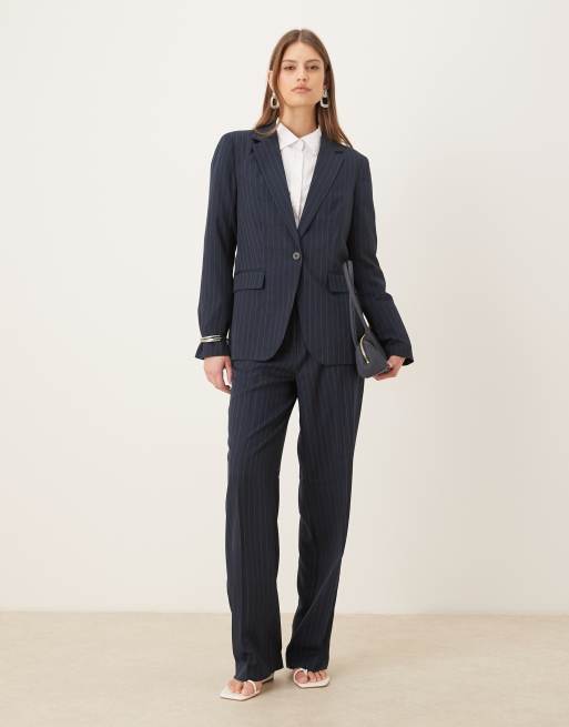Vila tailored blazer co-ord in navy pinstripe, 2 of 4