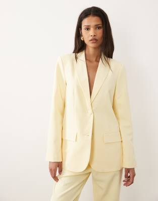 Vila Tailored Covered Button Blazer Co-ord In Yellow