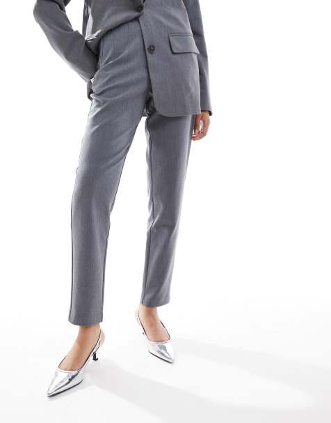 Vila tailored high waisted pants in gray - part of a set - view 1