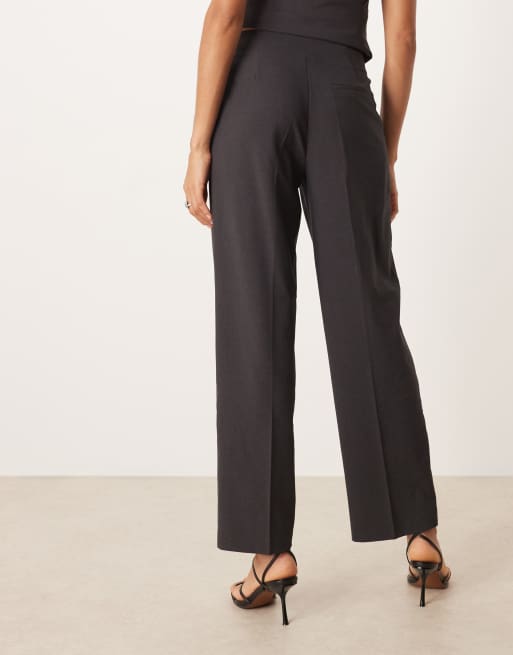 Vila tailored high waisted trouser co-ord in dark grey melange, 5 of 5