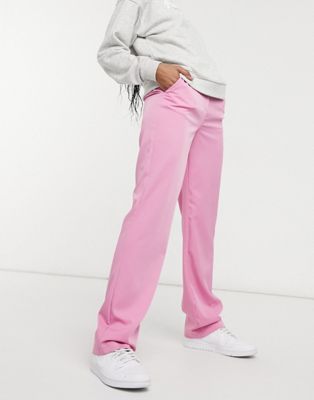 Vila tailored high waisted trousers in pink
