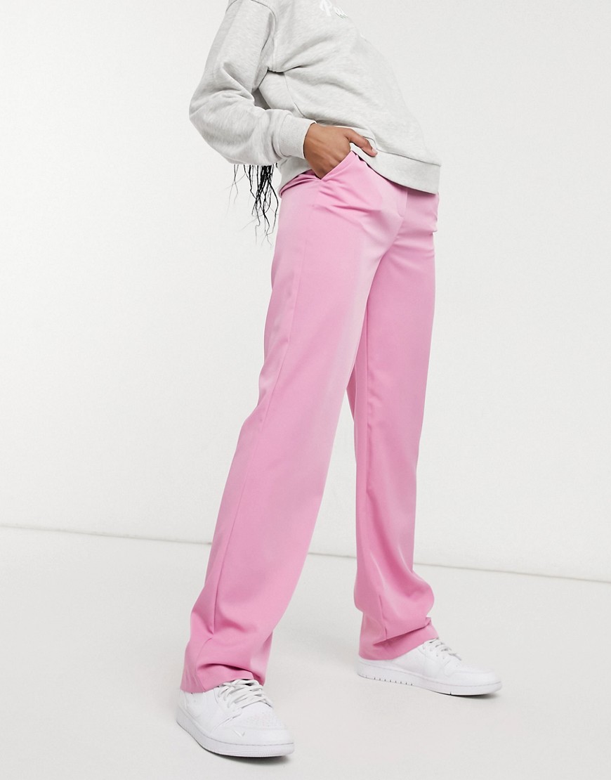 Vila tailored high waisted trousers in pink