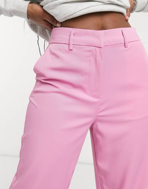 Vila tailored high waisted trousers in pink, 3 of 4