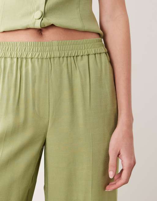 VILA tailored mid waist pants in sage green - part of a set, 3 of 5