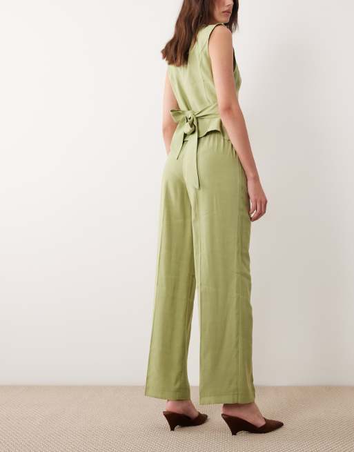 VILA tailored mid waist pants in sage green - part of a set, 5 of 5