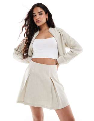 Vila Vila tailored mini skirt co-ord in natural melange-Grey